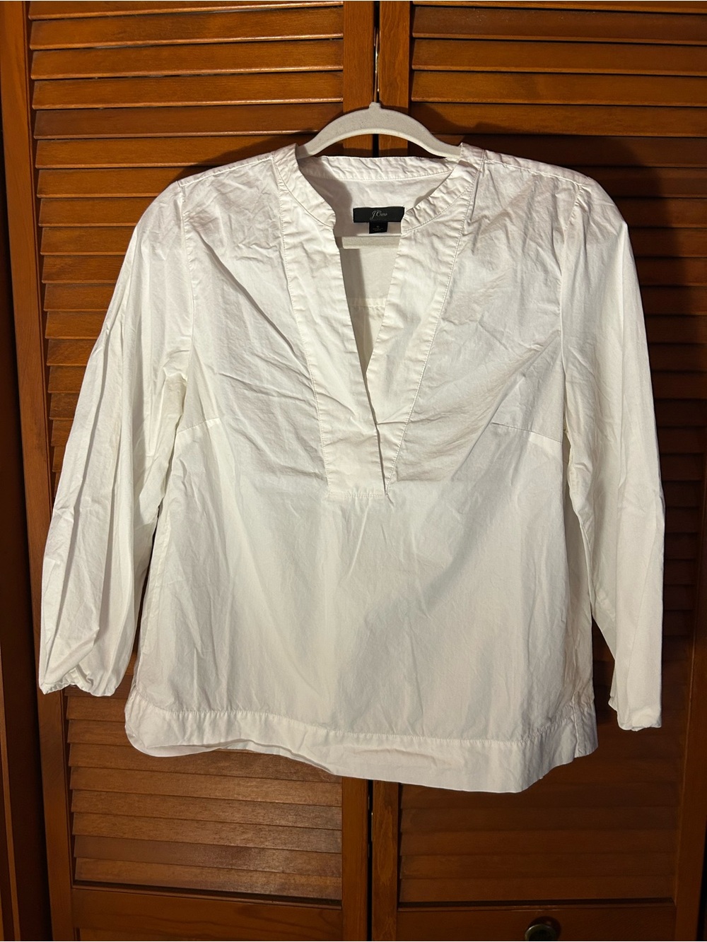 J. Crew White Popover hook closure blouse